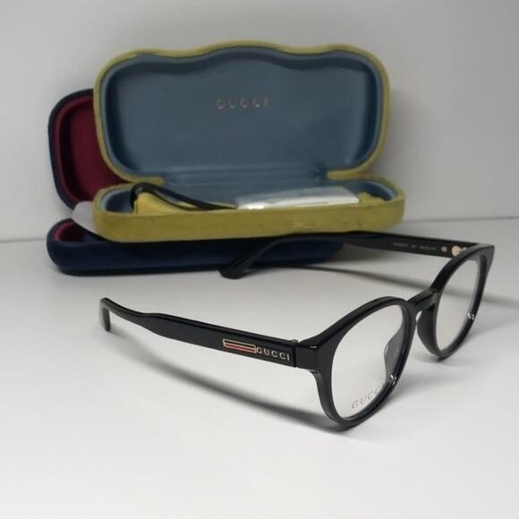 New Authentic Gucci GG0827O 001 Black Round Eyeglasses - Picture 8 of 11